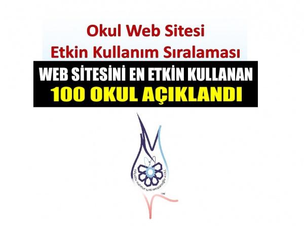 OKUL WEB SİTESİ ETKİN KULLANIM SIRALAMASI AÇIKLANDI...